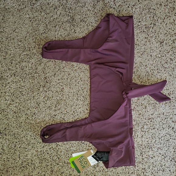 VOLCOM SIMPLY SEAMLESS SCOOP PLUS SIZE BIKINI SWIMSUIT TOP - EGGPLANT - Picture 4 of 6